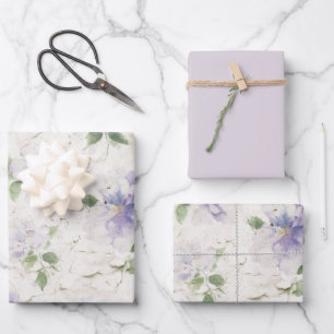 Hübsche lila Lavendelblüten Geschenkpapier Set