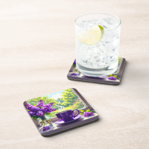 Hübsche Lila Lilacs und Kaffee Getränkeuntersetzer