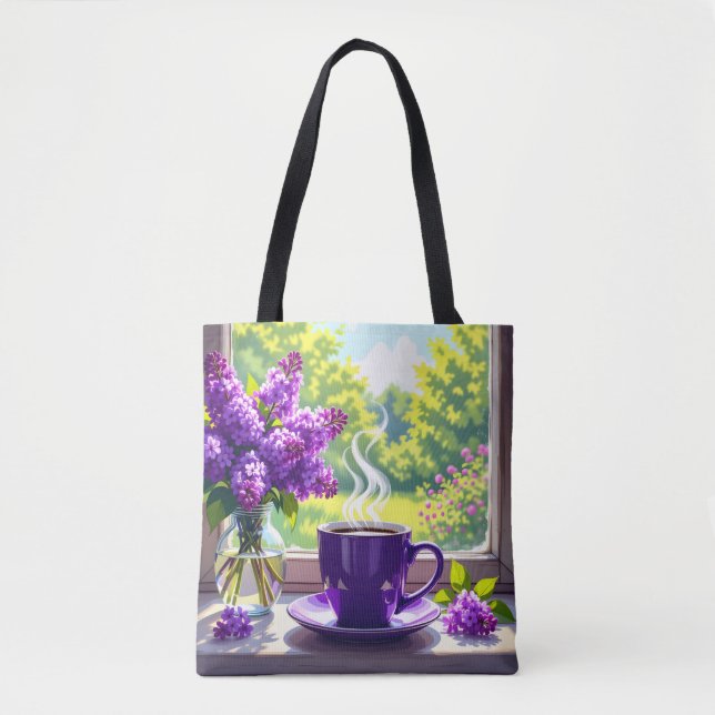 Hübsche Lila Lilacs und Kaffee Tasche (Vorderseite)