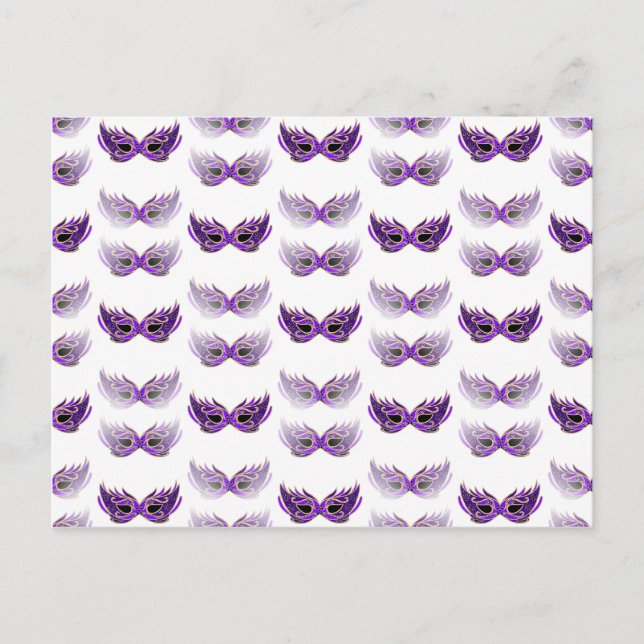 Hübsche Lila Masquerade Masken Mardi Gras Postkarte (Vorderseite)