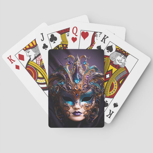 Hübsche Lila Masquerade Masken Mardi Gras Spielkarten (Rückseite)
