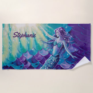 Hübsche Lila Mermaid Custom Strandtuch