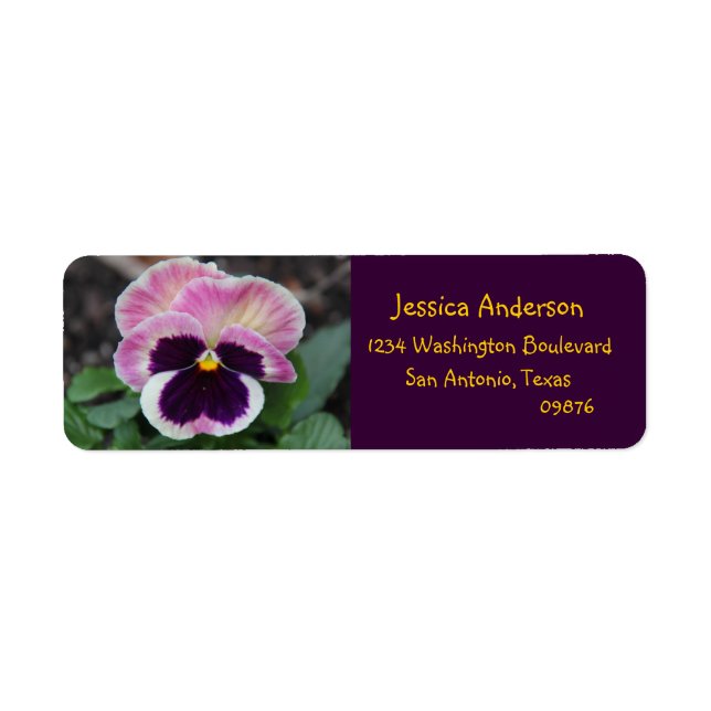 Hübsche Lila Pansy Floral Rücksendeadressen-Aufkle (Vorne)