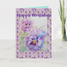 Hübsche Lila Pansy Viola Watercolor Kunstkarte Karte