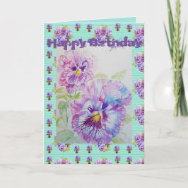 Hübsche Lila Pansy Viola Watercolor Kunstkarte Karte