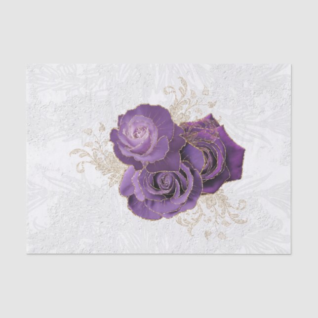 Hübsche Lila Rose Blumenbeete Seidenpapier (Vorderseite)