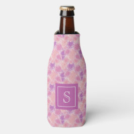 Hübsche Lila Rose Floral Custom Monogram Flaschenkühler