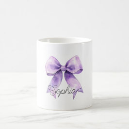 Hübsche lila Schleife personalisierter Name Kaffeetasse