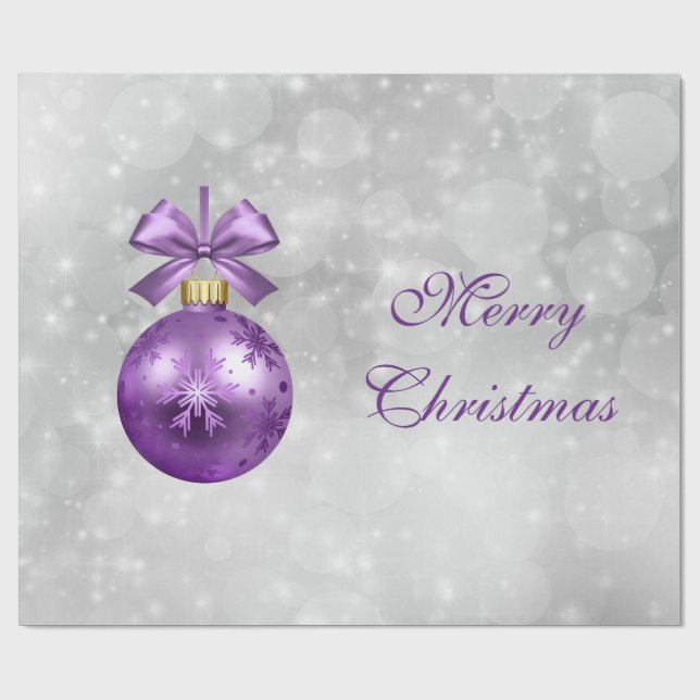Hübsche Lila Shiny Christmas Bauble Graphic Geschenkpapier (Flach)