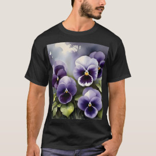 Hübsche lila Stiefmütterchen Aquarellmalerei T-Shirt
