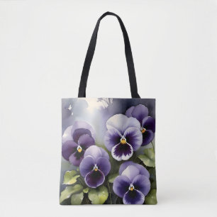 Hübsche lila Stiefmütterchen Aquarellmalerei Tasche