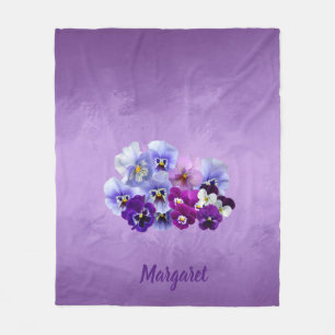 Hübsche lila Stiefmütterchen Blumen-Geschenk-Decke Fleecedecke