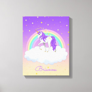 Hübsche Lila Süße Träume Regenbogen Einhorn Leinwanddruck