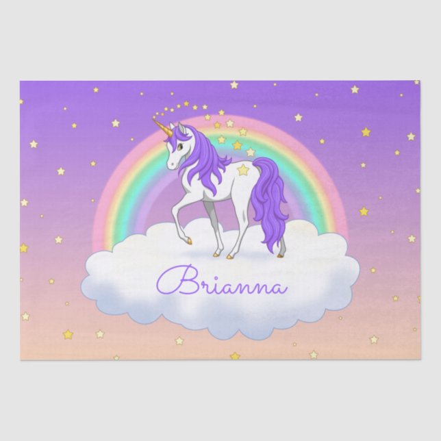 Hübsche Lila süße Träume Regenbogen Unicorn Seidenpapier (Vorderseite)