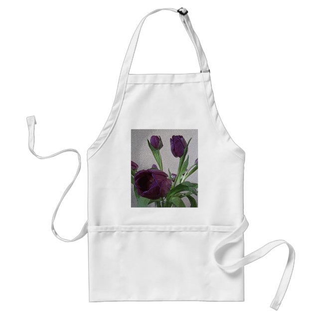 Hübsche lila Tulpen Schürze (Vorne)