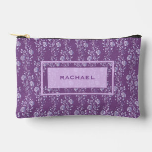 Hübsche Lila und Lilac Floral Personalisiert Zubehörtasche