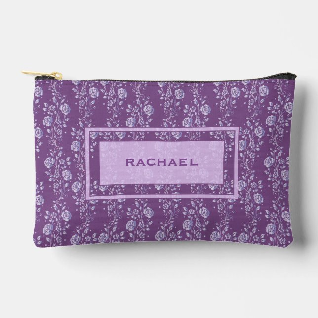 Hübsche Lila und Lilac Floral Personalisiert Zubehörtasche (Vorderseite)