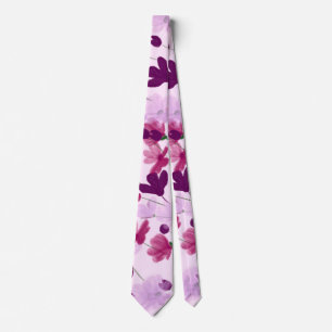 Hübsche lila und mauve-pinke Frühlingswildblume Krawatte