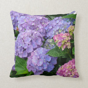 Hübsche lila und rosa Hydrangea-Blumen Kissen
