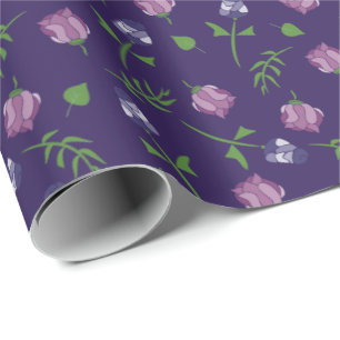 Hübsche Lila und rosafarbene Rosen Rosenknospe Bl Geschenkpapier