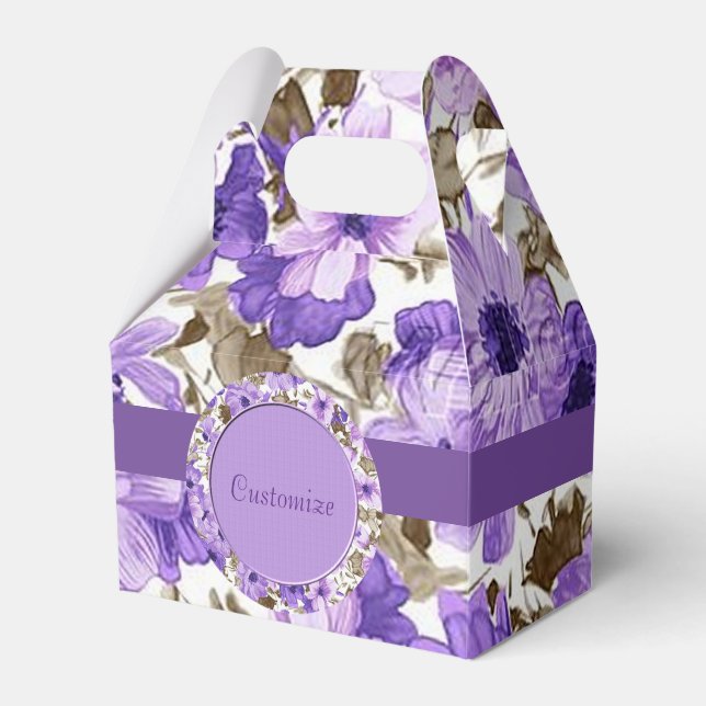 Hübsche Lila und weiße Blumengießbox Geschenkschachtel (Vorderseite)
