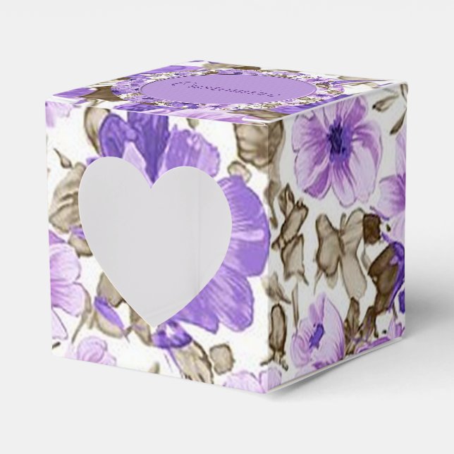 Hübsche Lila und weiße Blütenkube Geschenkschachtel (Vorderseite)