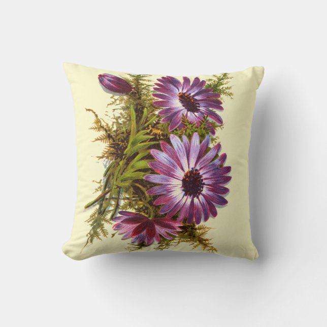 Hübsche Lila Vintage Blume Kissen (Vorderseite)