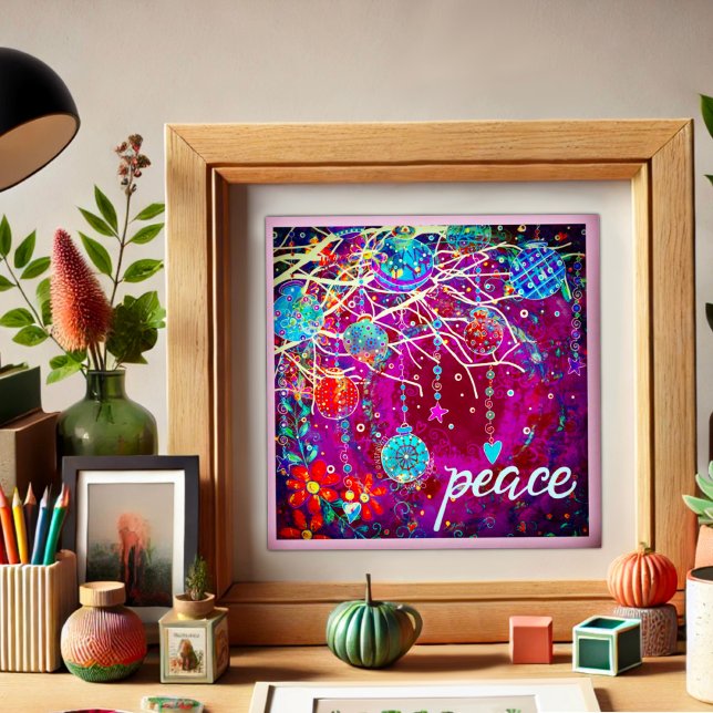 Hübsche Lila Weihnachtsschmuck Frieden Poster (Von Creator hochgeladen)