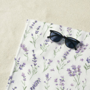 Hübsche lila weiße Blumen Strandtuch