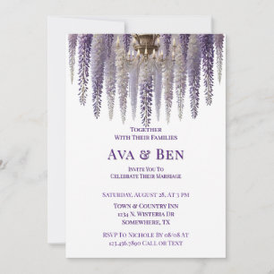 Hübsche Lila Wisteria Chandelier Wedding Einladung