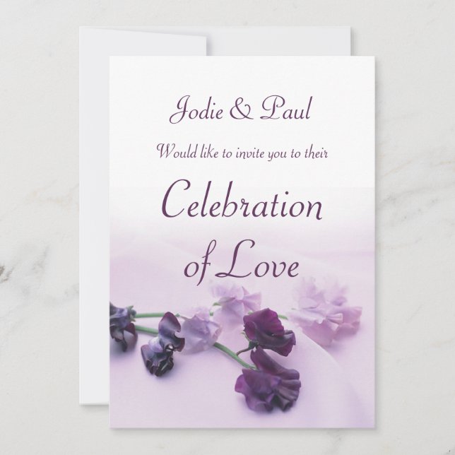 Hübsche Lilac- und Lila-Blumen Einladung zur Hochz (Vorderseite)
