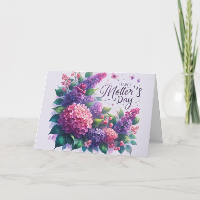 Hübsche Lilacs Mother' Day Floral "Mama" Karte (Vorderseite)
