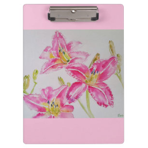 Hübsche Lilium in rosa Aquarellfarbe Klemmbrett