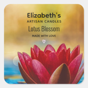 Hübsche Lotus-Blume im Teichgeschäft Quadratischer Aufkleber