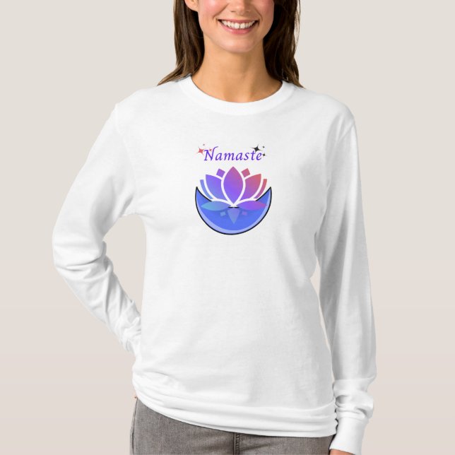 Hübsche Lotus Blume und Mond Design T - Shirt. T-Shirt (Vorderseite)