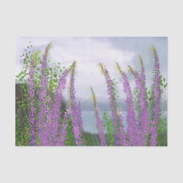 Hübsche Lupine-Blume am See Seidenpapier (Vorderseite)