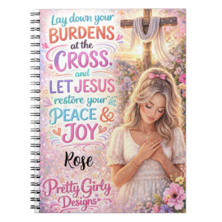 Hübsche Mädchen-Inspirations-Blumen-Christus Jesus Notizblock