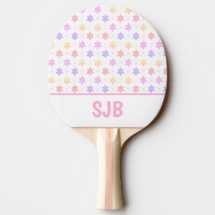 HÜBSCHE MÄDCHEN KLEINE BLUME PASTEL FARBMONOGRAM TISCHTENNIS SCHLÄGER
