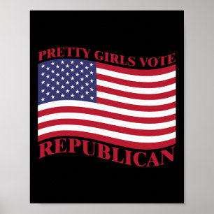 Hübsche Mädchen wählen Republikaner USA-Flagge Fre Poster