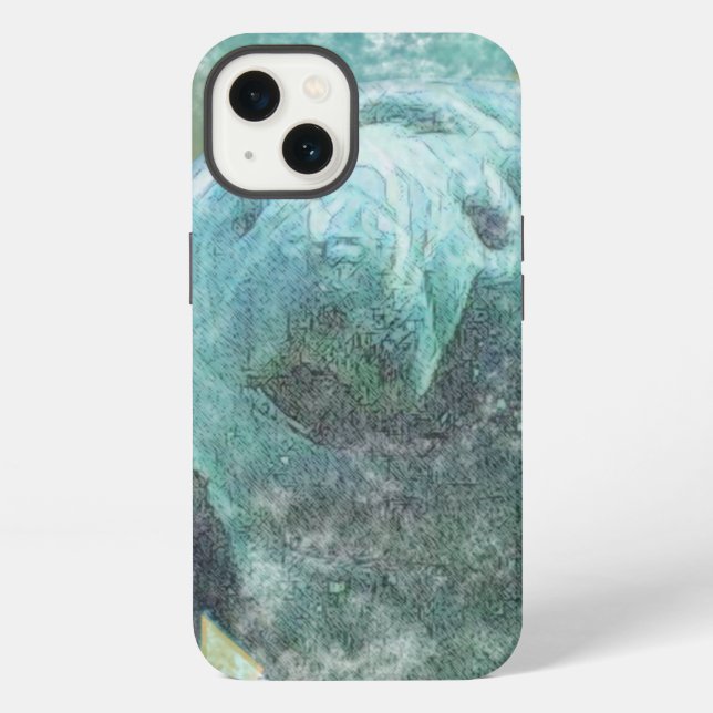 Hübsche Manatee-Kunst iPhone Hülle (Rückseite)