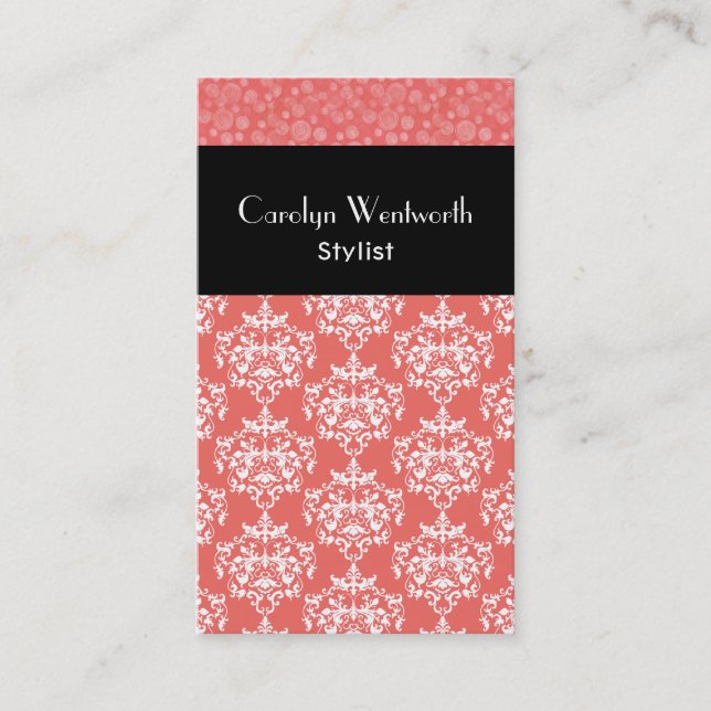 Hübsche Mandarine Damask Business Card Visitenkarte (Vorderseite)