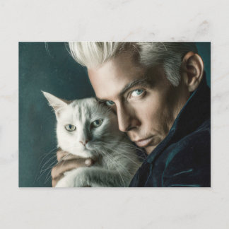 Hübsche Männer & Katzen Kunst Postkarte