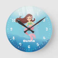 Hübsche Meerjungfrau Mädchen Zimmerdekor Wand Uhr