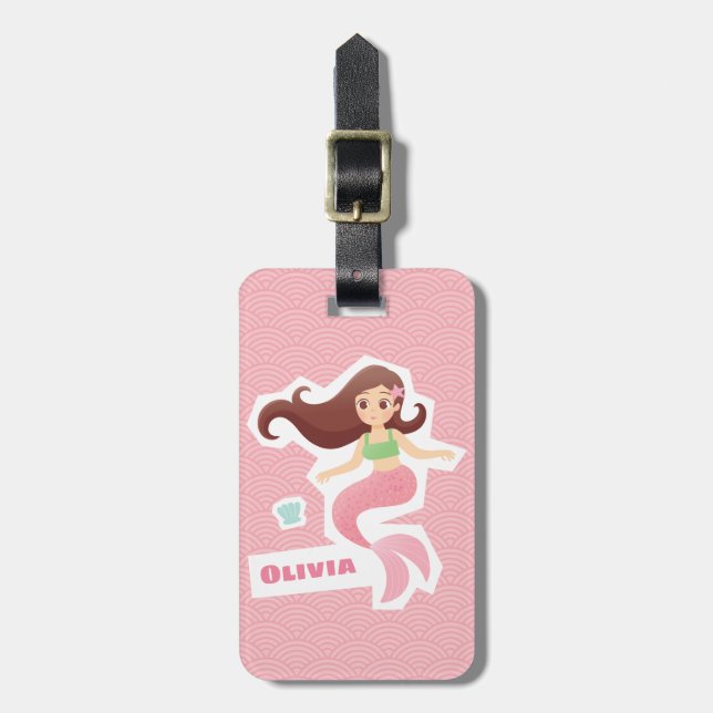 Hübsche Meerjungfrau Personalisiert Reisen Gepäckanhänger (Vorderseite vertikal)