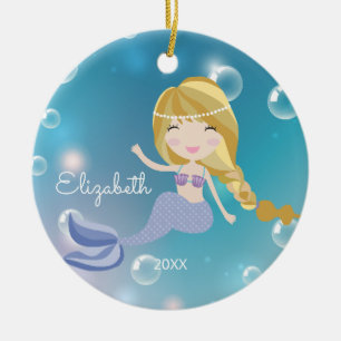 Hübsche Meerjungfrau-personalisierte Keramik Ornament