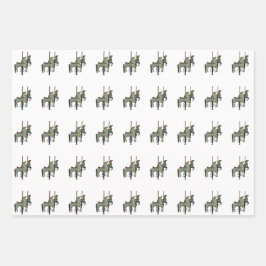 Hübsche Mergo Round Carousel Pferde Geschenkpapier Set