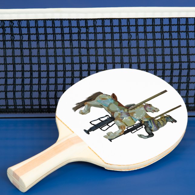 Hübsche Mergo Round Carousel Pferde Tischtennis Schläger (InSitu)