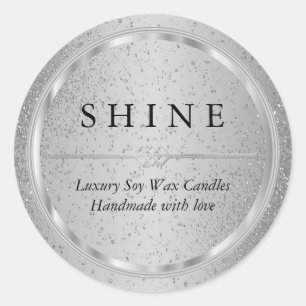 Hübsche Metallic-Silber- und Silber-Glitzer-Etiket Runder Aufkleber