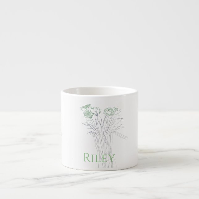 Hübsche minimale moderne Kontur der Blume für Frau Espressotasse (Vorderseite)