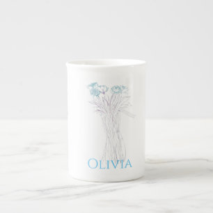 Hübsche minimale moderne Kontur der Blume für Frau Prozellantasse